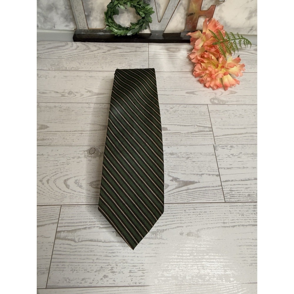 Ivy League Men's Green Gold Vintage 1950-60's Silk Cotton Tie Rep Trad Untipped - Picture 2 of 14